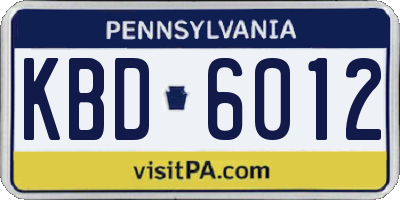 PA license plate KBD6012