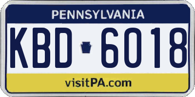 PA license plate KBD6018