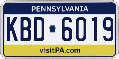 PA license plate KBD6019