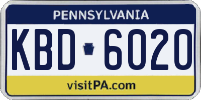 PA license plate KBD6020