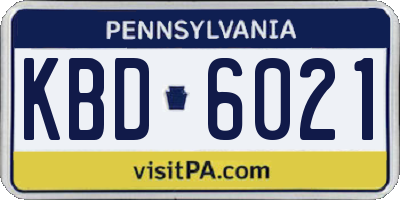 PA license plate KBD6021