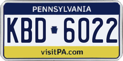 PA license plate KBD6022