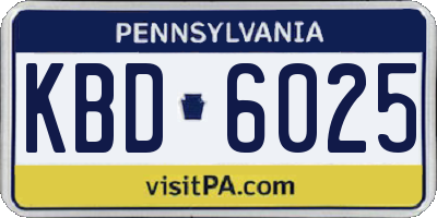 PA license plate KBD6025