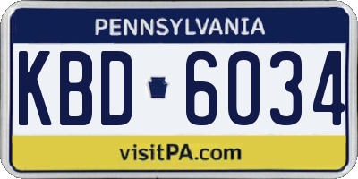 PA license plate KBD6034