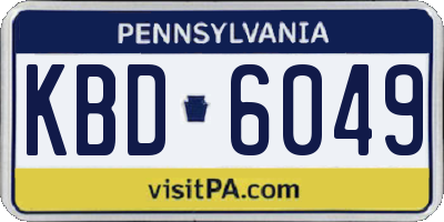 PA license plate KBD6049