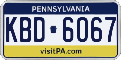 PA license plate KBD6067