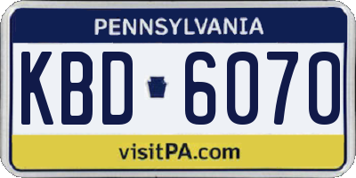 PA license plate KBD6070