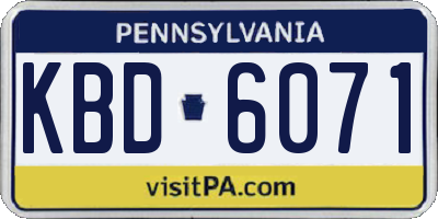 PA license plate KBD6071