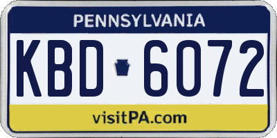 PA license plate KBD6072