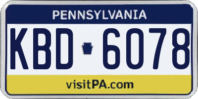 PA license plate KBD6078