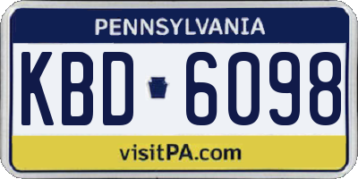 PA license plate KBD6098