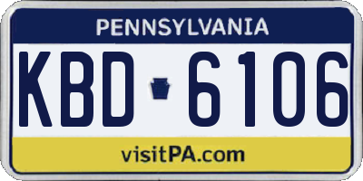 PA license plate KBD6106