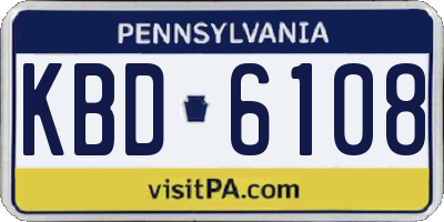 PA license plate KBD6108