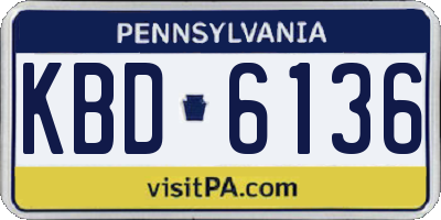 PA license plate KBD6136