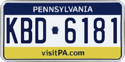 PA license plate KBD6181
