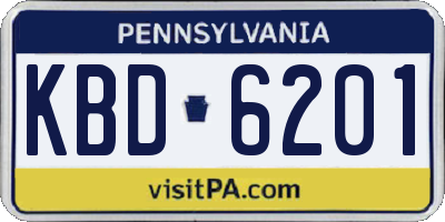 PA license plate KBD6201