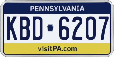 PA license plate KBD6207