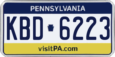 PA license plate KBD6223