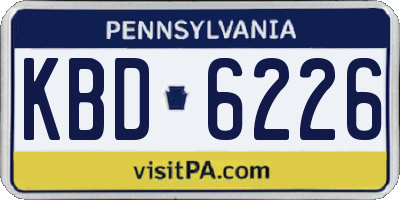 PA license plate KBD6226