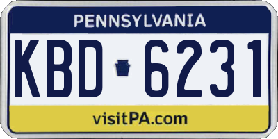 PA license plate KBD6231
