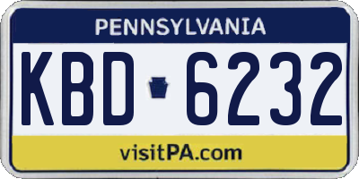PA license plate KBD6232