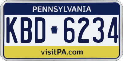 PA license plate KBD6234