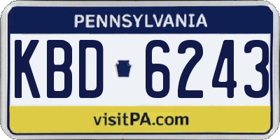 PA license plate KBD6243