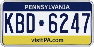 PA license plate KBD6247