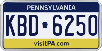 PA license plate KBD6250