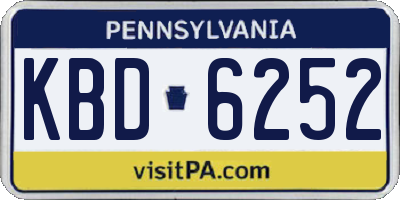 PA license plate KBD6252