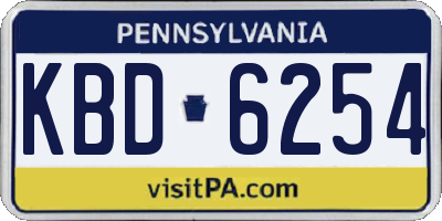 PA license plate KBD6254