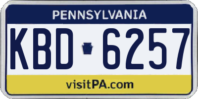PA license plate KBD6257