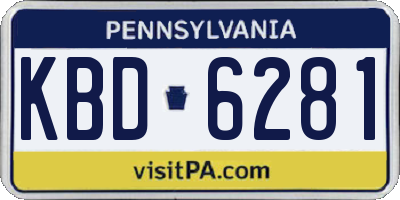 PA license plate KBD6281