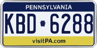 PA license plate KBD6288