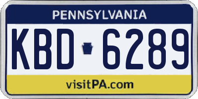 PA license plate KBD6289