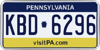 PA license plate KBD6296