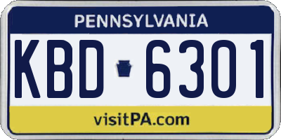 PA license plate KBD6301