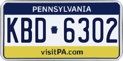PA license plate KBD6302
