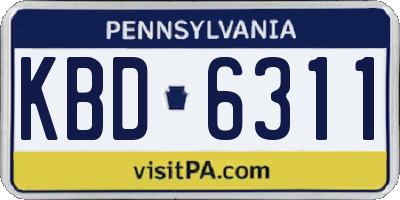 PA license plate KBD6311
