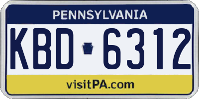 PA license plate KBD6312