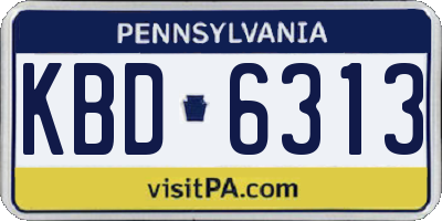 PA license plate KBD6313