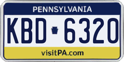 PA license plate KBD6320