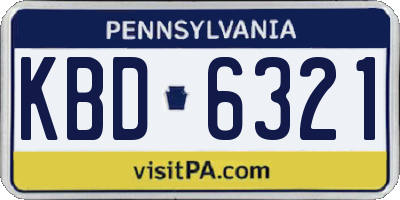 PA license plate KBD6321