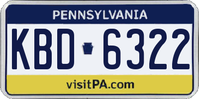 PA license plate KBD6322
