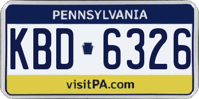 PA license plate KBD6326