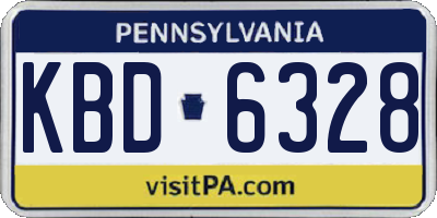 PA license plate KBD6328