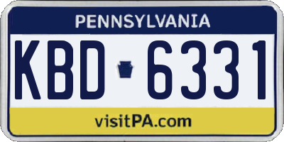 PA license plate KBD6331