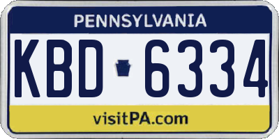 PA license plate KBD6334