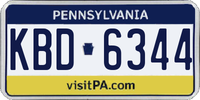 PA license plate KBD6344