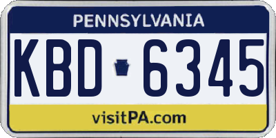 PA license plate KBD6345